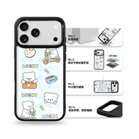 Coque de téléphone AG Feeling Black Edge avec motif ours scooter doré pour iPhone 17, 17 Pro Max, 16 Pro, 15, 15 Pro Max – Coque magnétique