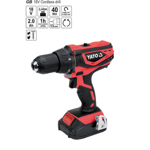 Taladro Inalámbrico Yato de 18 V y 40 Nm con Velocidad Variable y Función de Impacto de 13 mm - Product Image 1