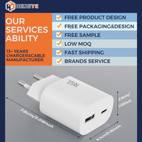 Chargeur mural EU 25W double port USB-C + USB-A PD QC3.0 Super Fast Charging Compatible OEM ODM