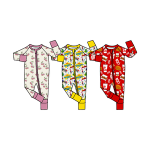 Yy Çok Satan Özel Bebek Tulumu Nötr Tek Parça Örme Bambu Çift Yönlü Fermuarlı Baskılı Uzun Kollu Sonbahar Günlük Pijama - Product Image 2