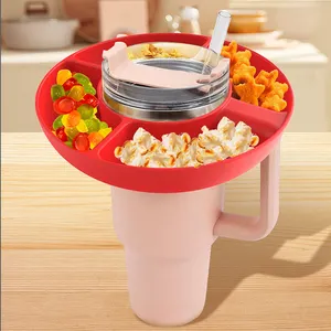 2024 New Reusable Food Grade Silicone Snack Tray Bowl Compatible With Stanley Cup Quencher 1.0/2.0 40 Oz Tumbler With Handle