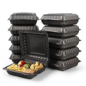 Eco-Friendly Mfpp Plastic Take Away Container Restaurant Black To Go Burger Box