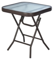 Table pliante personnalisée pour balcon, en verre trempé, tables de café d'extérieur, petit mobilier de patio, table d'appoint à cadre en acier mat pour jardin