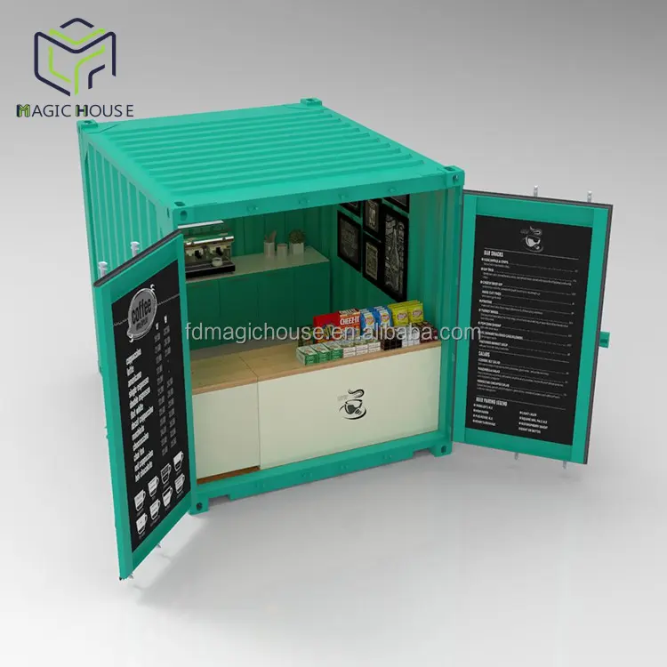 Casa mágica recipiente kiosk malásia comprar recipiente de envio loja de café