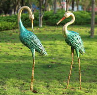 Statuettes de jardin en métal, 6 pièces, 2 Sculptures d'art pour pelouse, Patio, décoration d'arrière-cour