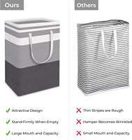 Grand panier à linge autonome avec poignée renforcée, écologique, 100 % polyester, design moderne pour les buanderies