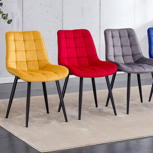 Chaises de cuisine modernes et bon marché, sans accoudoirs, pieds en métal, revêtement en velours brun, pour îlot de cuisine - Product Image 2