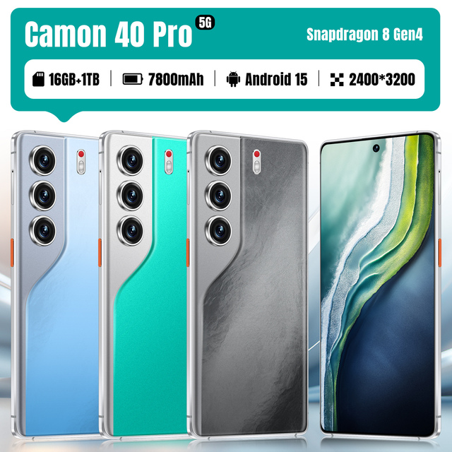 Camon 40 Pro Original 7.3inch Curved OLED HD Screen Deca Core 16GB+1TB 5G Smartphone 7800mAh 108MP 100W Quick Charge English