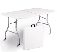 Table rectangulaire pliable en plastique blanc moderne pour la restauration, les banquets, les pique-niques, les hôpitaux, les hôtels, en gros