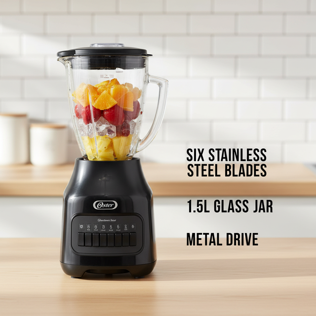 Power Blender Hand Blender Electric Heavy Duty Blender with Push Button Control 1.25L Capacity 8 Speeds for Household