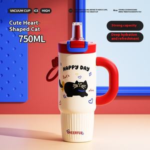 Doble pajita para beber, vaso <span class=keywords><strong>de</strong></span> acero inoxidable con mango para estudiantes, tazas <span class=keywords><strong>de</strong></span> hielo para exteriores, termo con pajitas duraderas - Product Image 6