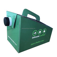 Boîte à emporter personnalisable de 2L, 3L, 5L avec poignée, conteneur jetable en carton ondulé avec logo coloré, emballage pour café, thé au lait