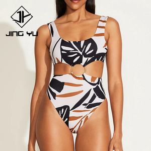Bikini à découpes circulaires à imprimé hawaïen très vendu, maillot de bain une pièce en nylon recyclé personnalisé - Product Image 4