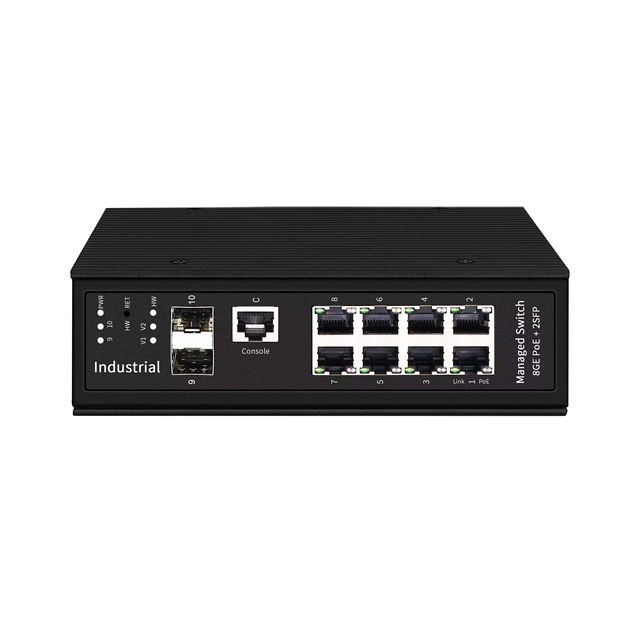 8GE+ 2SFP Metal Industrial Managed Ethernet POE Switch with L2 Management 20Gbps Capacity 10/100/1000Mbps