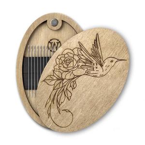 Organizador de Hilos Portátil de Madera de Alta Calidad, Caja de Costura Ovalada Clásica para Bordado y Manualidades - Product Image 2