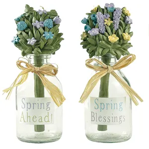 Yeni tasarım bahar reçine vazo hediye S/2 çiçekler #3 cam kavanoz çıkartma kalıcı reçine çiçek ev masaüstü raf dekorasyon