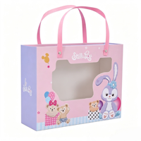 Boîte cadeau transparente à fenêtre avec poignée en tissu pour enfants, idéale pour les fêtes d'anniversaire, les baby showers, les bonbons, les biscuits, les faveurs de fête, emballage en papier personnalisé