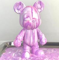 Figurine d'ours, sculpture, brique de mode, peinture fluide d'ours, poupée artisanale, jouets, peinture fluide DIY, ours cool