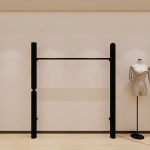 Tienda de ropa Boutique para <span class=keywords><strong>mujer</strong></span>, estante de ropa de Metal, estante de ropa montado en la pared, estantes de exhibición de ropa de suelo negro - Product Image 3