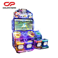 Machine de jeu d'arcade de course automobile colorée pour 4 joueurs, nouvelle et tendance, à pièces, pour enfants