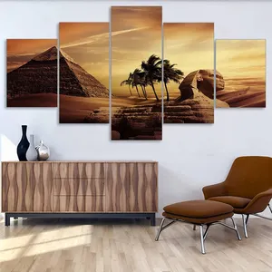 이집트 유명한 피라미드와 스핑크스 모듈 HD 인쇄 5 패널 캔버스 그림 풍경 포스터 홈 장식 벽 예술 그림