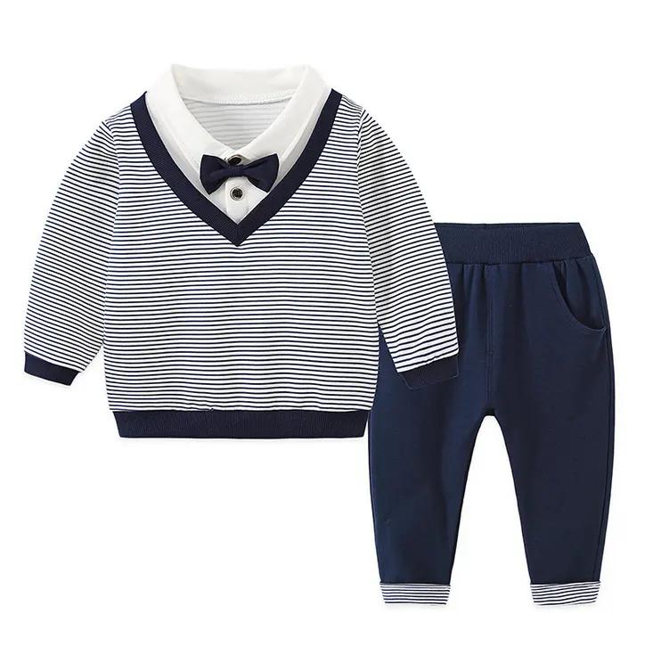 Boys spring and autumn suit 0-1-2-3-5 years old baby boy two-piece suit British handsome children's clothes