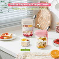 Lot de 4 bocaux en verre de 350 ml (16 oz) pour flocons d'avoine, salades et conservation alimentaire – Vente en gros