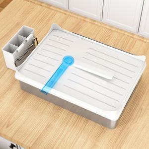 Grand égouttoir à vaisselle antirouille en acier inoxydable <span class=keywords><strong>de</strong></span> qualité 304, support pour ustensiles et bols, organisateur <span class=keywords><strong>de</strong></span> séchage pour <span class=keywords><strong>comptoir</strong></span> <span class=keywords><strong>de</strong></span> cuisine - Product Image 2