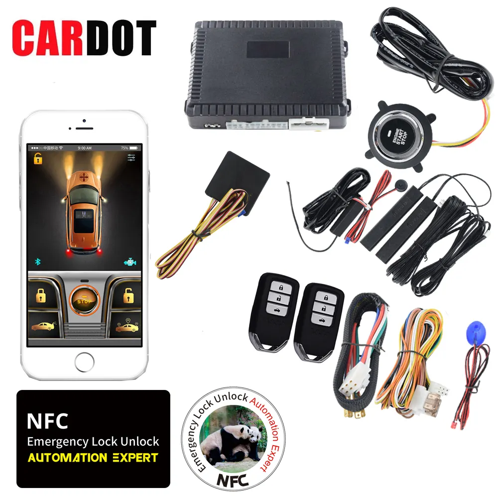 Drop Shipping Kol Nfc Anti-Kaping Remote Starter Keyless Go Drukknop Star Auto Alarmsysteem