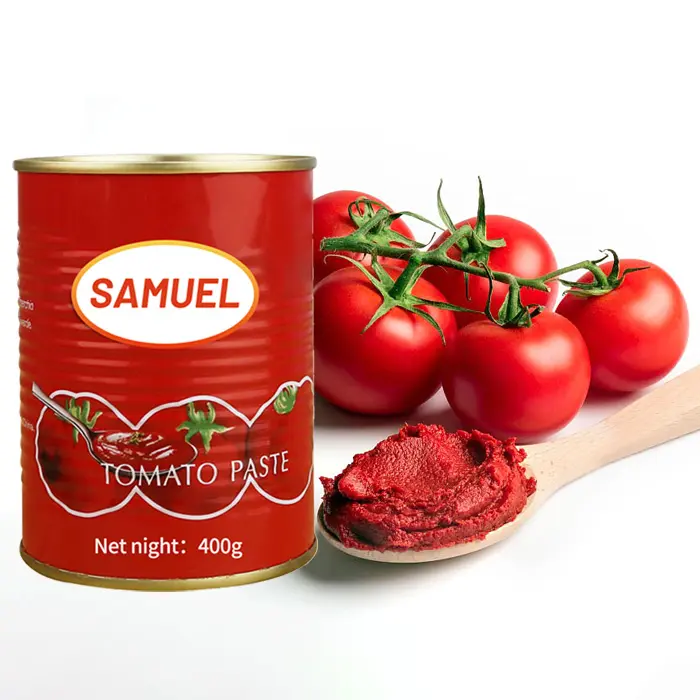 Factory price of tomato paste 400g in 28-30% brix double concentrate without additive tomato paste manufacturers