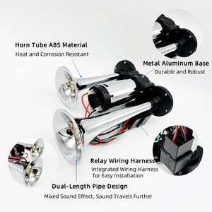 Bocinas de Componentes, Bocina de Aire para Coche, Bocina de Aire de Doble Tubo 12V/24V, Bocina de Aire Eléctrica con Bomba de Aire para Coche - Product Image 2