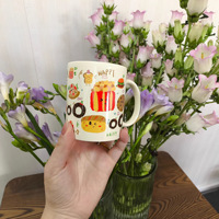 Mug en céramique à motif de dessin animé mignon de style graffiti inspiré d'Instagram, grande capacité, compatible micro-ondes, boîte en carton écologique