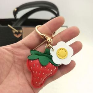 2025 Strawberry PU Leather Keychain Creative Fruit Design Suitable for Women's <b>Bag</b> Charm High Quality Leather Keychain Wholesale - Product Image 3