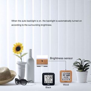 นาฬิกาปลุก เครื่องวัดอุณหภูมิและความชื้น นาฬิกาปลุกคู่ ไฟพื้นหลังอัตโนมัติ ฟังก์ชั่นเลื่อนปลุก เทอร์โมมิเตอร์ นาฬิกาดิจิตอลตั้งโต๊ะในรถยนต์ นาฬิกาปลุกขนาดเล็ก - Product Image 3
