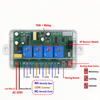 Kit récepteur de télécommande RF sans fil 4 voies 433 MHz 220 V pour éclairage LED, barrière de portail et contrôle de moteur marche-arrière
