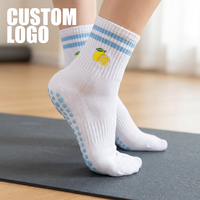 Chaussettes de yoga Pilates en coton colorées personnalisées antidérapantes pour femmes