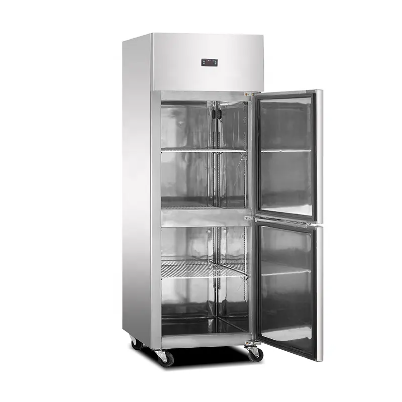 Best-selling Commercial Two Door Deep Freezer Upright Stainless Steel Refrigerator