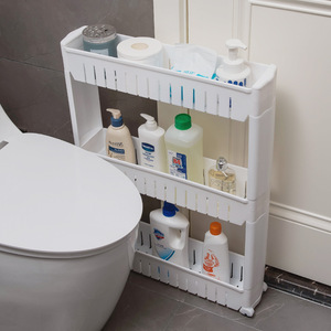 Chariot organisateur de stockage portable DS2742 chariot <span class=keywords><strong>utilitaire</strong></span> de blanchisserie à roulettes en <span class=keywords><strong>plastique</strong></span> mince <span class=keywords><strong>armoire</strong></span> de rangement de salle de bain mince à 4 niveaux - Product Image 4