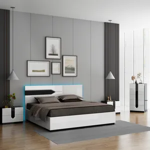 NOVA Nordic King Bedroom Sets Black And White High Gloss Painting 4 Piece Furniture For Hotel Bedrooms