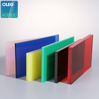 Usine OLEG prix de gros différentes épaisseurs taille personnalisée feuille acrylique transparente colorée pour la décoration publicité