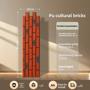 Paneles Decorativos y Azulejos <span class=keywords><strong>de</strong></span> Pared <span class=keywords><strong>de</strong></span> Imitación <span class=keywords><strong>de</strong></span> Ladrillo Antiguo <span class=keywords><strong>de</strong></span> PU Ligero para Uso Interior/Exterior en Villas y Hogares - Product Image 5