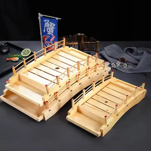 Grand plateau à sushi en bois Sashimi, pont en arc de bambou, plateau à sushi, bateau pour restaurant japonais - Product Image 5