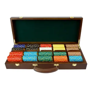 High quality 500ct premium wooden case box with 5 chips tray for 39/40mm poker chips