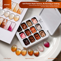 JTING Gel Polish Automne Hiver 12 Couleurs, Palette de Gels à Tapoter, Gel UV pour Peinture Ombrée, Sans HEMA, pour Nail Art Série Vintage