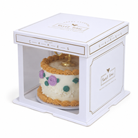 Boîte à gâteau personnalisée recyclable avec fenêtre transparente, boîte d'emballage carrée en plastique pour gâteaux, boîte cadeau pour pâtisserie