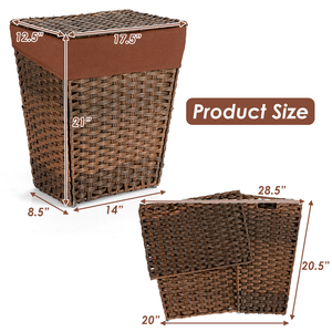 JY Waterproof Handmade <strong>Wicker</strong> Detachable Collapsible Laundry Storage Baskets with Lid for Bathroom and <strong>Wardrobe</strong> - Product Image 4
