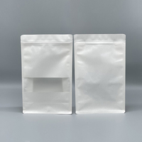 Vente en gros de sac debout avec logo personnalisé sac en papier kraft blanc à fond plat sac d'étanchéité à huit côtés avec fenêtre transparente à l'avant