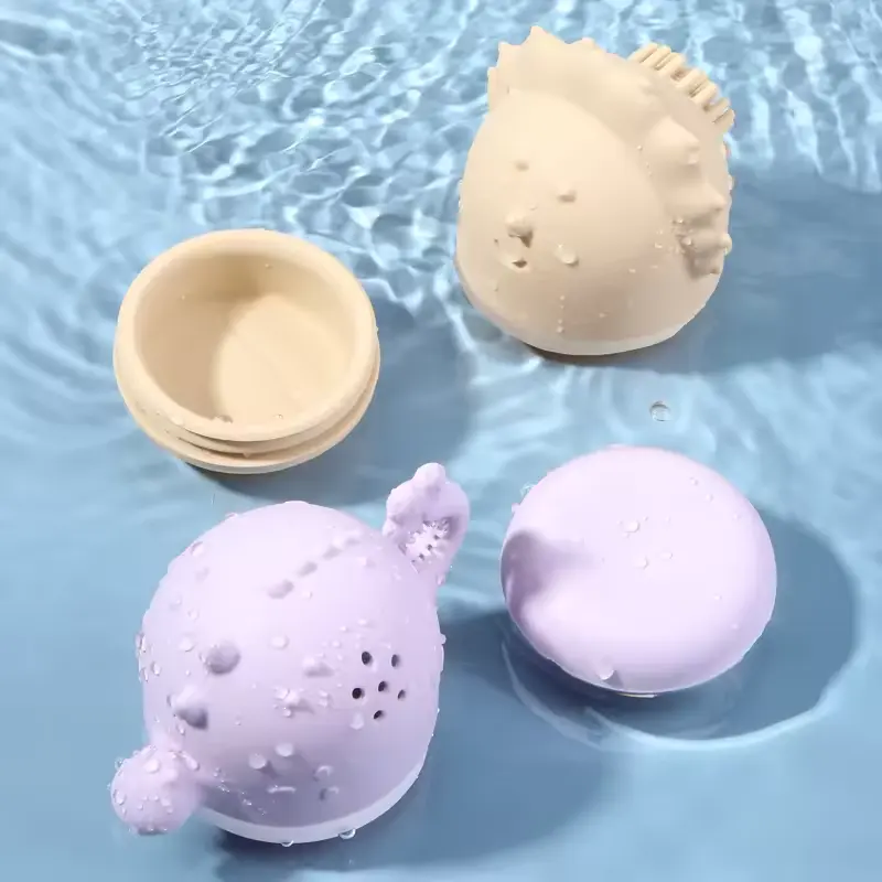 Nuovo Design BPA Free Silicone da 6 a 12 mesi per bambini animali giocattoli da bagno dinosauro acqua doccia Spray bolla giocattolo