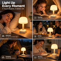 Lampe de table LED rechargeable, 7 modes d'éclairage, double source lumineuse, lampe de chevet portable, commande tactile, lampe de lecture