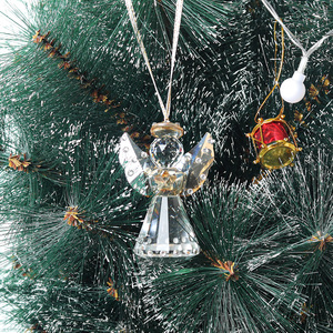 Crystal Angel Figurine Christmas <b>Tree</b> Pendant Decor Amber & Clear Eco-Friendly Polished Glass Art Christmas <b>Decoration</b> Gifts - Product Image 2